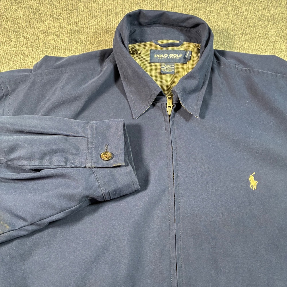Polo Golf Ralph Lauren Harrington Jacket Mens L Navy Blue Full Zip Windbreaker